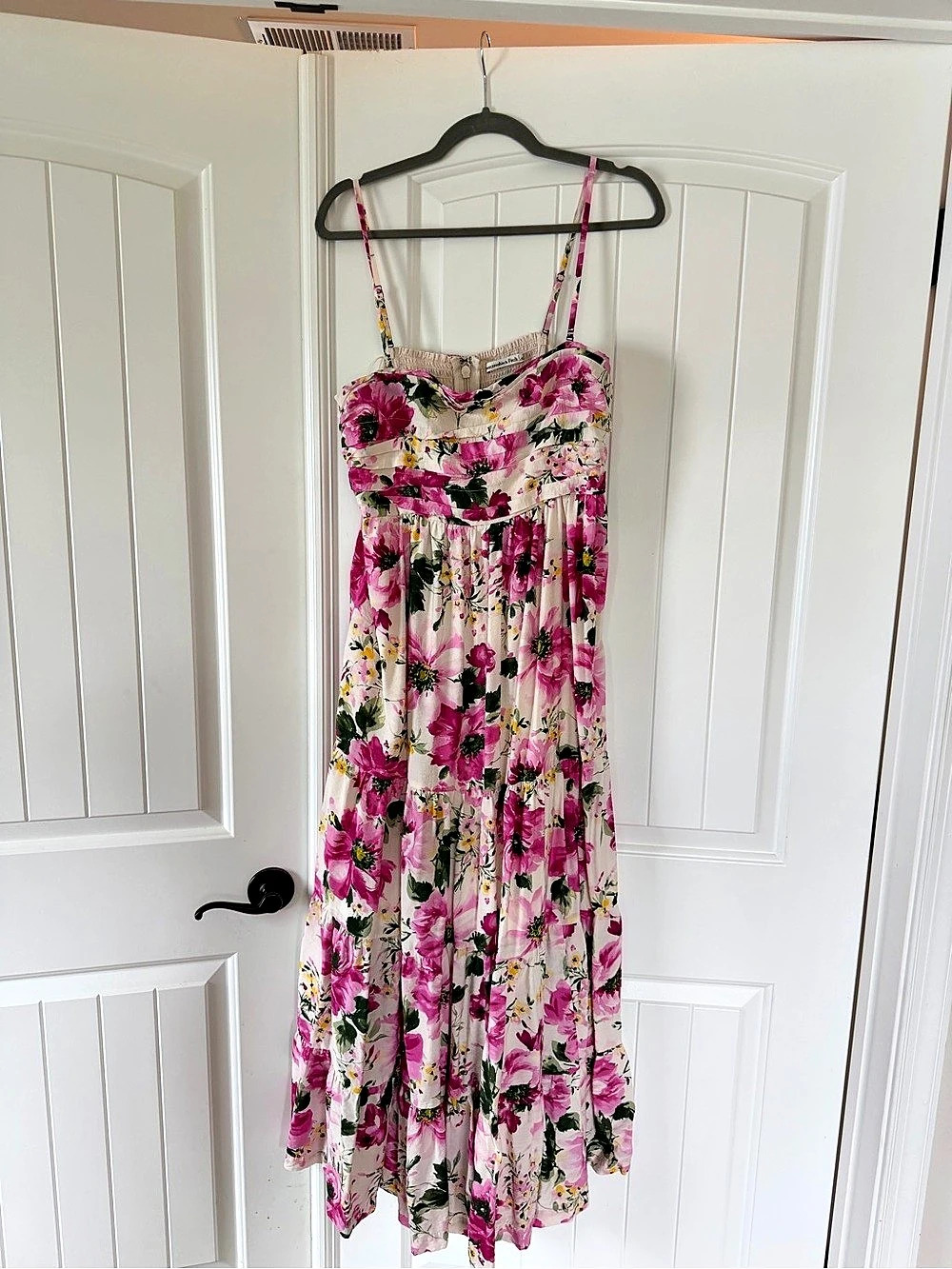 Abercrombie & Fitch Bra-Free Strapless Hardware Maxi Dress Pink & Green - Picture 3 of 4
